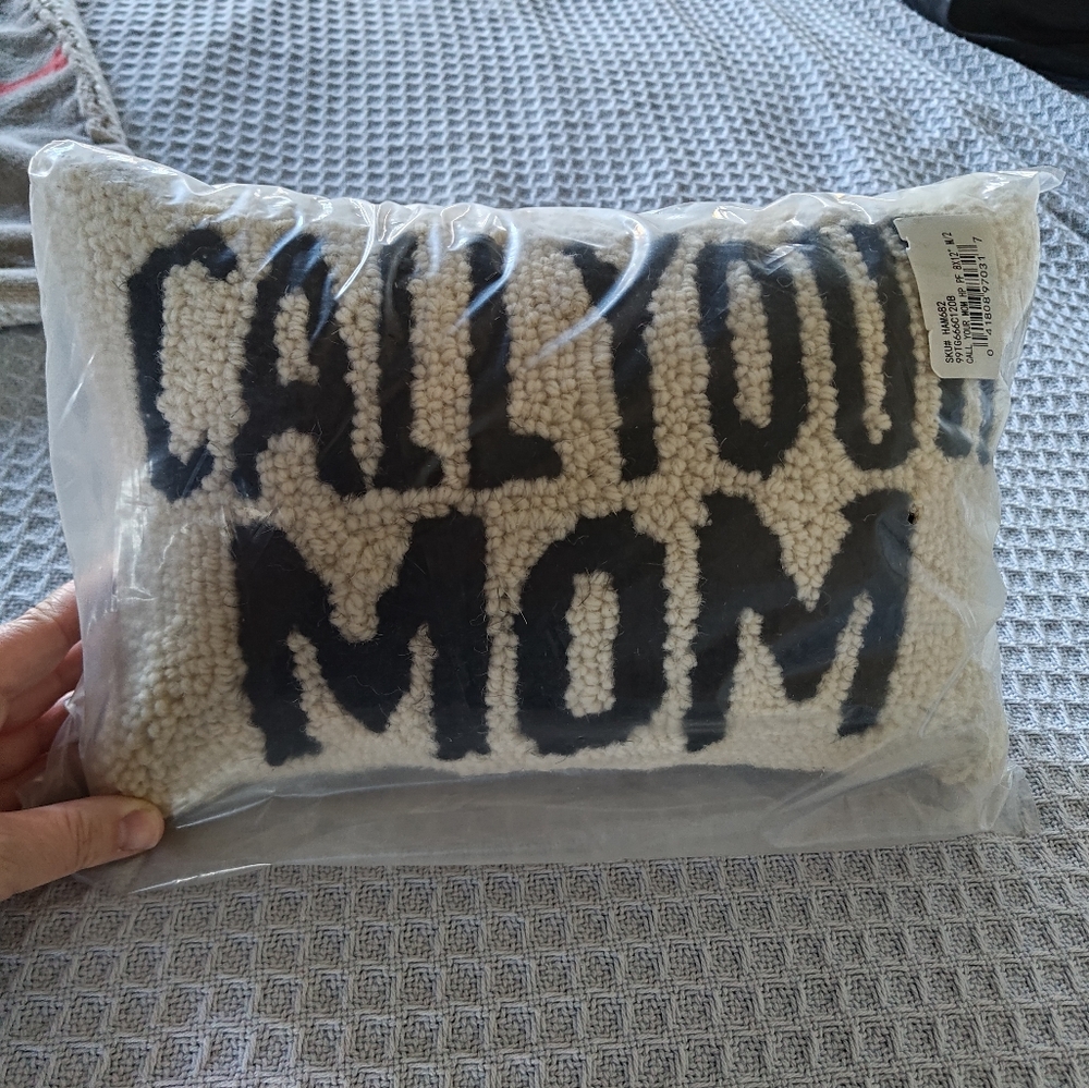 Call Your Mom Accent Pillow - Cream and Black